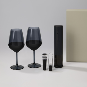 Подарочный набор 2 бокала для вина Black Edition + набор для вина Sacramento в серой коробке (A270422.080)