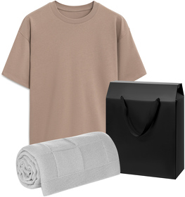 Набор с одеждой RUST (футболка, плед), мокко/серый, XL/2XL (A2500036.525.03)
