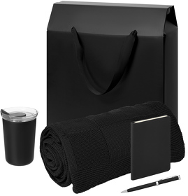 Подарочный набор Welcome Pack Spark mini, черный (термокружка, блокнот, ручка, плед, коробка-пакет) (A2500013.010)