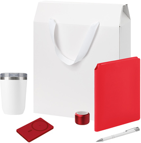 Подарочный набор Welcome Pack Premium, красный (термокружка, колонка, ежедневник, ручка, ЗУ, коробка-пакет) (A2500016.060)