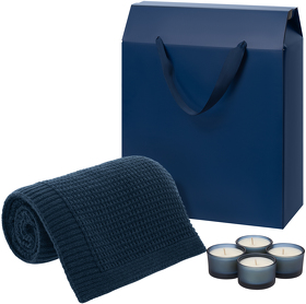 Подарочный набор Sento, Malta Soft, синий (свечи, плед) (A270450.030)