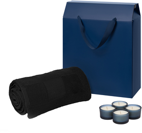 Подарочный набор Sento, Cella, синий (свечи, плед) (A270452.030)