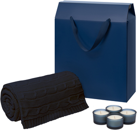 Подарочный набор Sento, Fado, синий (свечи, плед) (A270449.030)