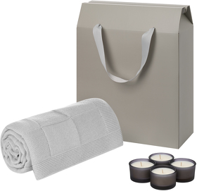 Подарочный набор Sento, Cella Soft, серый (свечи, плед) (A270451.080)