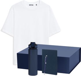 Набор с одеждой RUST NEO (футболка, бутылка, ежедневник, ручка), белый/синий, XS/S (A2500093.030.01)