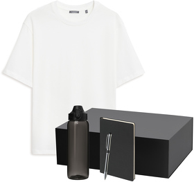 Набор с одеждой RUST NEO (футболка, бутылка, ежедневник, ручка), белый/черный, M/L (A2500095.100.010.02)