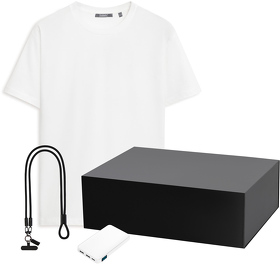 Набор с одеждой KRIS (футболка, аккумулятор, кабель-ланьярд), белый/черный, XL (A2500099.100.010.04)