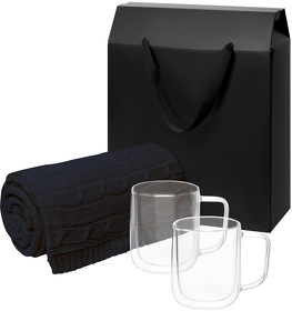 Подарочный набор Viora, Fado в черной коробке-пакете (2 кружки+плед) (A270480.010)