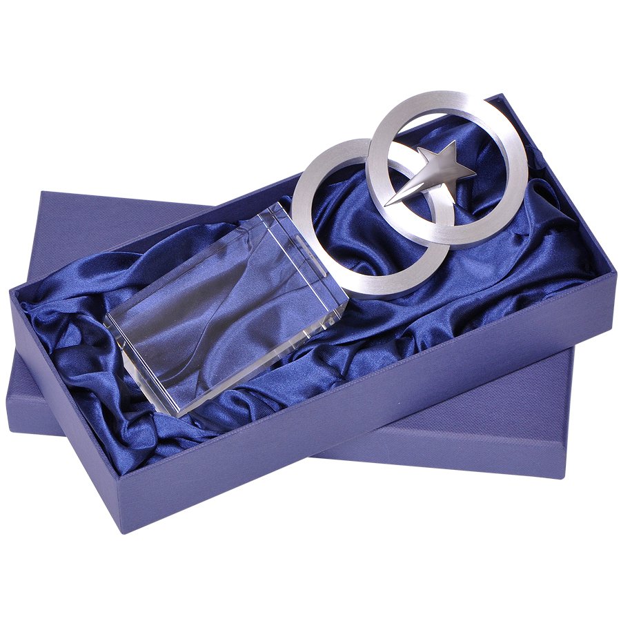 Стела "Полярная звезда" в подарочной упаковке;7х3х21 см; стекло, металл; лазерная гравировка