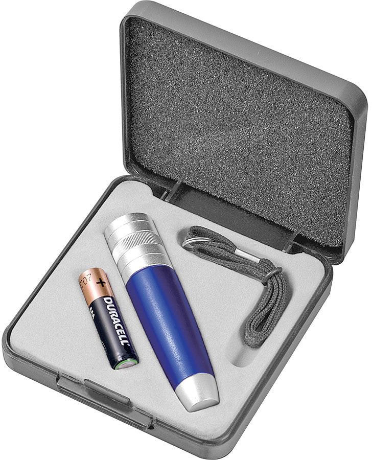 Артикул: H14002 — Набор: фонарь, ланъярд, батарейка; 9,5х9,3х2,3 см; пластик, металл; тампопечать, лазерная гравировка