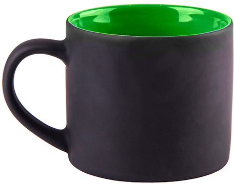 Артикул: H23506/15 — Кружка YASNA с прорезиненным покрытием, черный с зеленым, 310 мл, фарфор