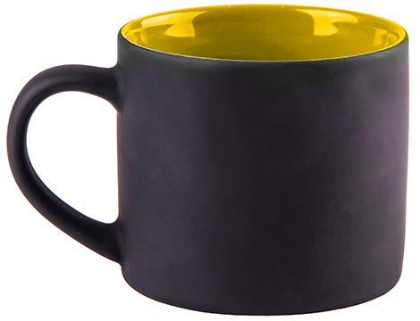 Артикул: H23506/03 — Кружка YASNA с прорезиненным покрытием, черный с желтым, 310 мл, фарфор