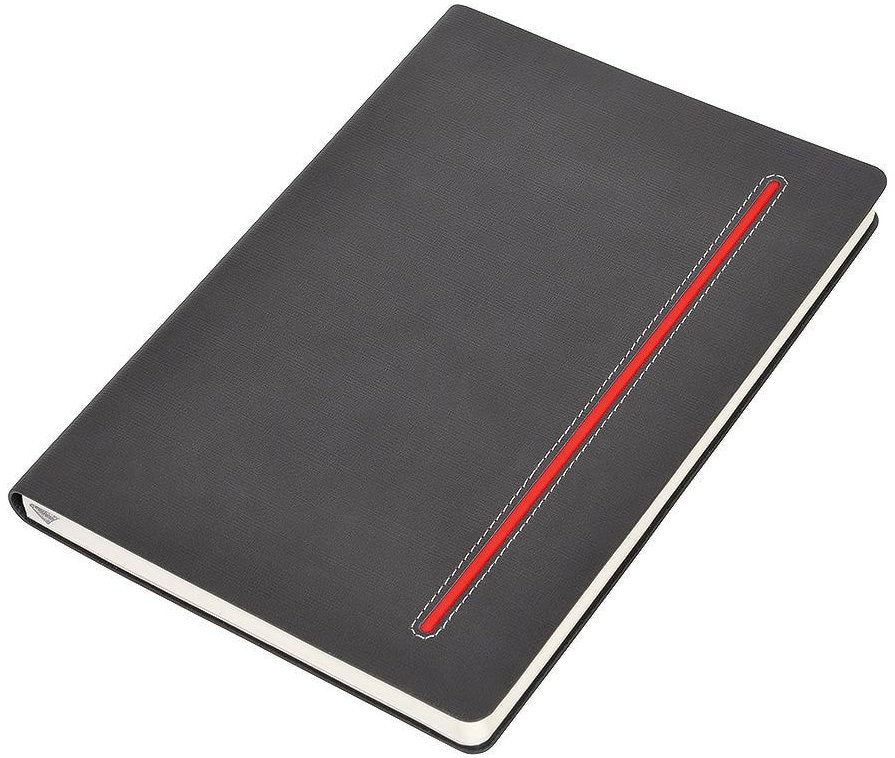 Артикул: H21211/08 — Бизнес-блокнот А5  "Elegance", серый  с красной вставкой, мягкая обложка,  в клетку