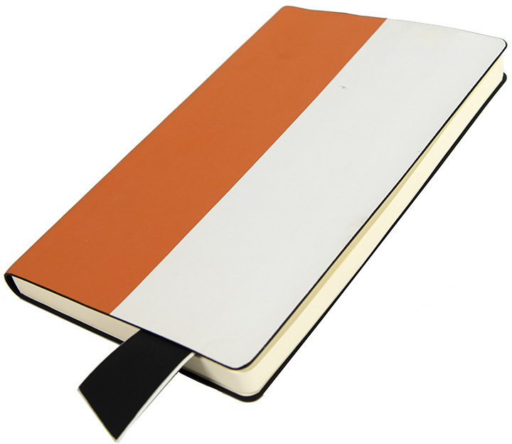 Артикул: H21240/01/06 — Бизнес-блокнот UNI, A5, бело-оранжевый, мягкая обложка, в линейку, черное ляссе