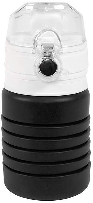 Артикул: H29800/35 — Бутылка для воды складная с карабином SPRING; черная, 550/250 мл, силикон