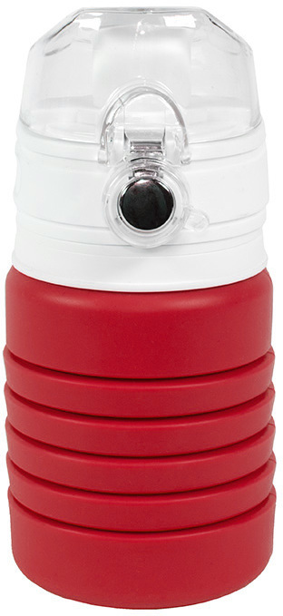 Артикул: H29800/08 — Бутылка для воды складная с карабином SPRING; красная, 550/250 мл,  силикон