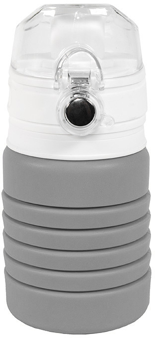 Артикул: H29800/30 — Бутылка для воды складная с карабином SPRING; серая, 550/250 мл, силикон