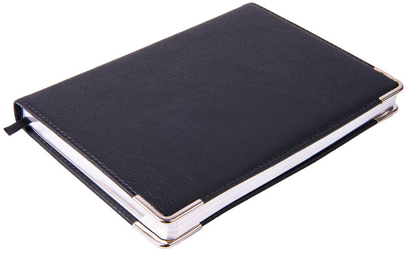Артикул: H24612/35 — Ежедневник недатированный Kennedy, А5,  черный, белый блок, серебряный срез
