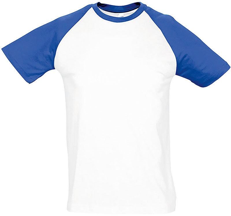 Артикул: H711190.241 — Футболка "Funky", белый с ярко-синим, 100% х/б, 150 г/м2