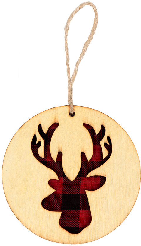 Артикул: H31004 — Украшение новогоднее "Red deer",диаметр 9 см , фанера, бежевый, красный