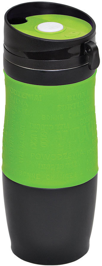 Артикул: H22106/15 — Термокружка вакуумная "УДАЧА",  400 мл, зеленый, металл/силикон