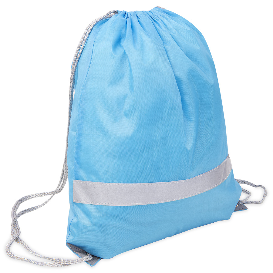 Артикул: H16108/22 — Рюкзак мешок со светоотражающей полосой RAY, голубой, 35*41 см, полиэстер 210D