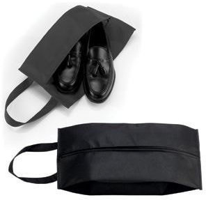 Артикул: H344182/35 — Футляр для обуви на молнии "HAPPY TRAVEL", черный , нетканка , 20*42*15 см, шелкография