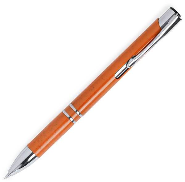 Артикул: H346335/06 — Ручка шариковая NUKOT, оранжевый;  пластик со стружкой пшеничной соломы, хром; синие чернила