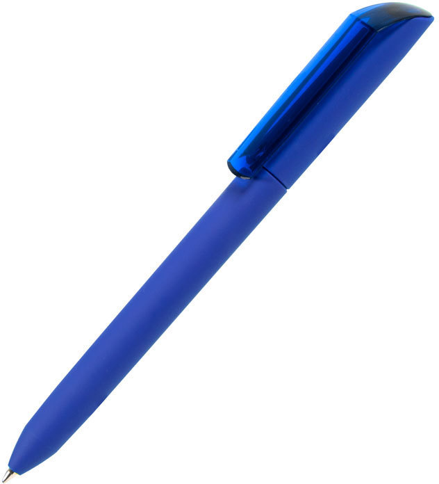 Артикул: H29418/25 — Ручка шариковая FLOW PURE, синий корпус/прозрачный клип, покрытие soft touch, пластик
