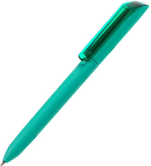 Артикул: H29418/02 — Ручка шариковая FLOW PURE, корпус цвета морской волны/прозрачный клип, покрытие soft touch, пластик