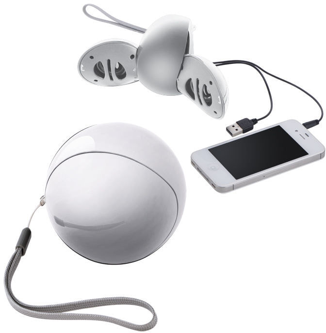Артикул: H15507/01 — Портативные аудио колонки для смартфона,белые,D=7,8см,пластик