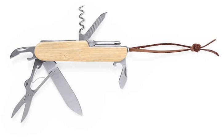 Артикул: H346803 — Карманный нож мультитул TITAN, нержавеющая сталь, бамбук, 9 функций, 9.4 x 2.5 x 1.5 cm