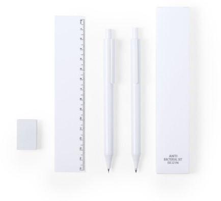 Артикул: H346765/01 — Набор из ручки, карандаша, линейки и ластика, с антибактериальным покрытием RIPLY белый, пластик