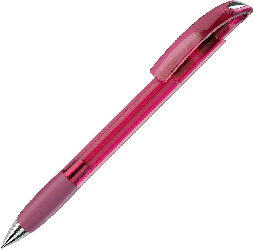 Артикул: H152/48/75 — NOVE LX, ручка шариковая с грипом, прозрачный розовый/хром, пластик