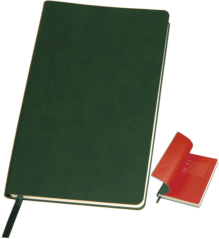 Артикул: H21209/15/08 — Бизнес-блокнот "Funky", 130*210 мм, зеленый, красный форзац, мягкая обложка, в линейку