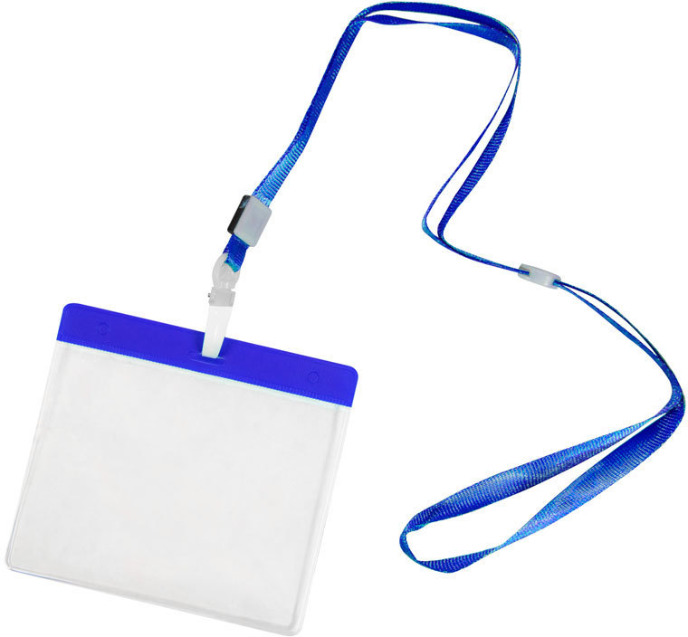 Артикул: H343709/24 — Ланъярд с держателем для бейджа MAES, синий; 11,2х0,5 см; полиэстер, пластик; тампопечать, шелкограф