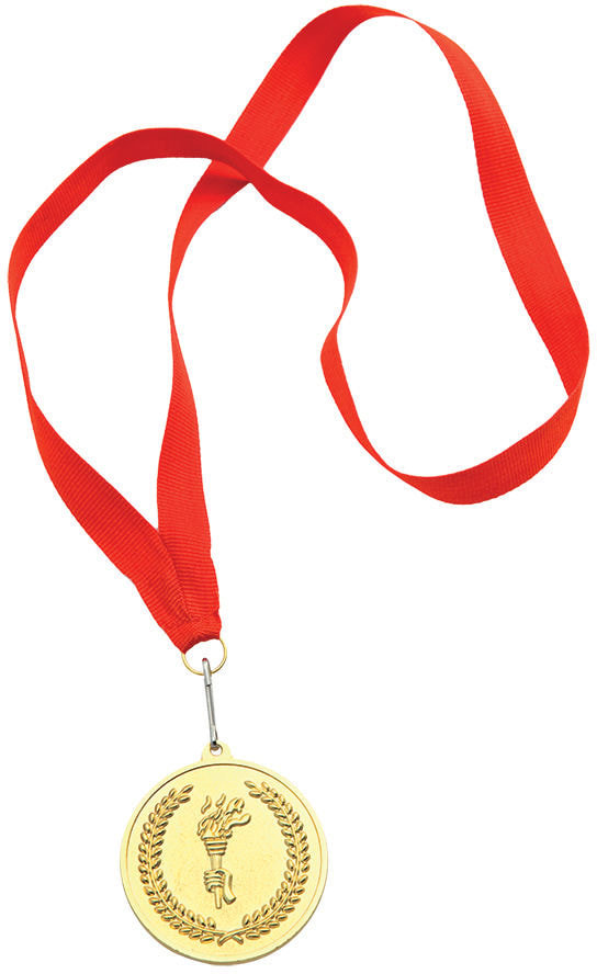 Артикул: H343743/49 — Медаль наградная на ленте "Золото"; 48 см., D=5см.; текстиль, латунь; лазерная гравировка, шелкограф