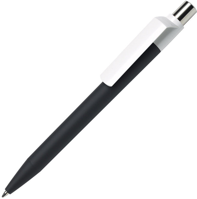 Артикул: H29426/35 — Ручка шариковая DOT, черный корпус/белый клип, soft touch покрытие, пластик