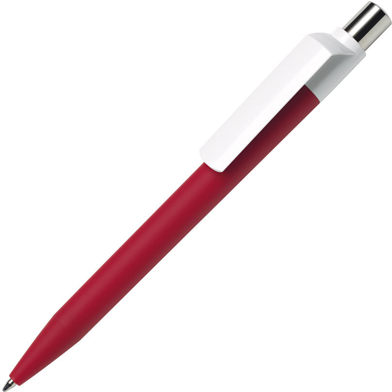 Артикул: H29426/08 — Ручка шариковая DOT, красный корпус/белый клип, soft touch покрытие, пластик