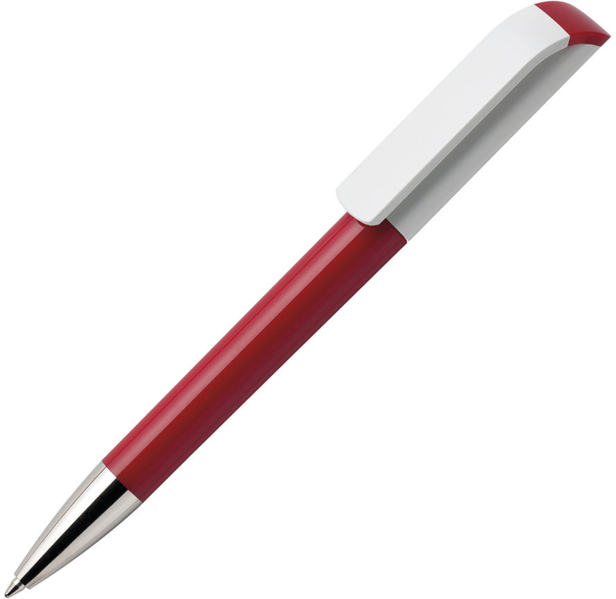 Артикул: H29447/08 — Ручка шариковая TAG, красный корпус/белый клип, пластик
