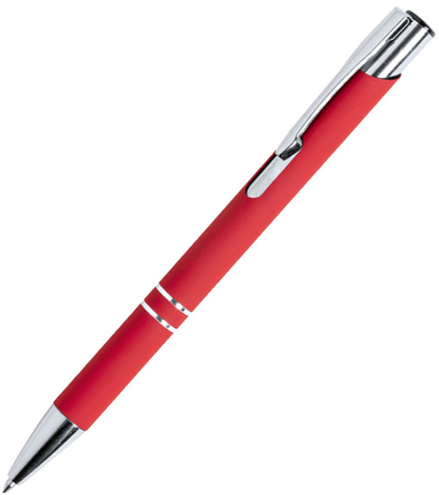 Артикул: H346366/08 — ZROMEN, ручка шариковая, красный, металл, софт-покрытие