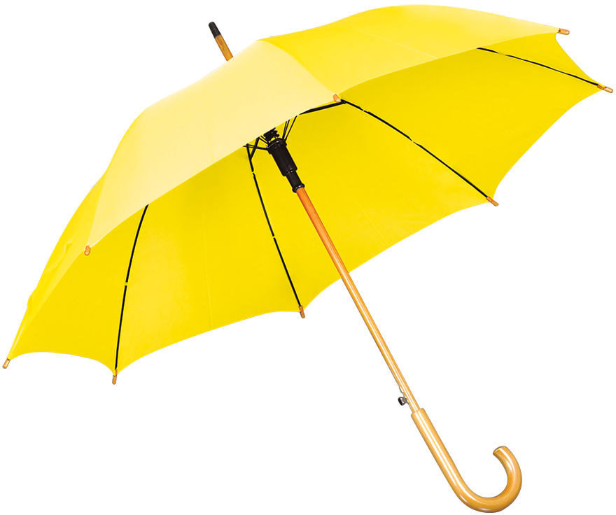 Артикул: H7426/03 — Зонт-трость с деревянной ручкой, полуавтомат; желтый; D=103 см, L=90см; 100% полиэстер; шелкография