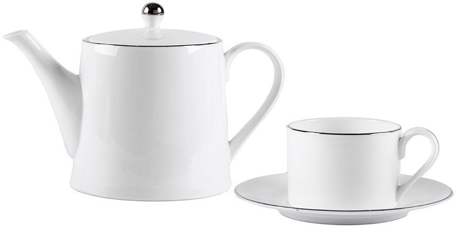 Артикул: H32500 — Набор PLATINUM: чайная пара и чайник в подарочной упаковке, 200мл и 900мл, костяной фарфор