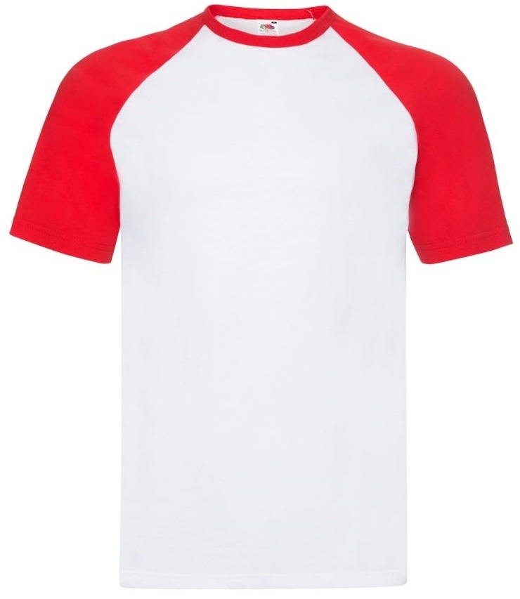 Артикул: H610260.WM — Футболка "Short Sleeve Baseball T", белый с красным, 100% х/б, 160 г/м2