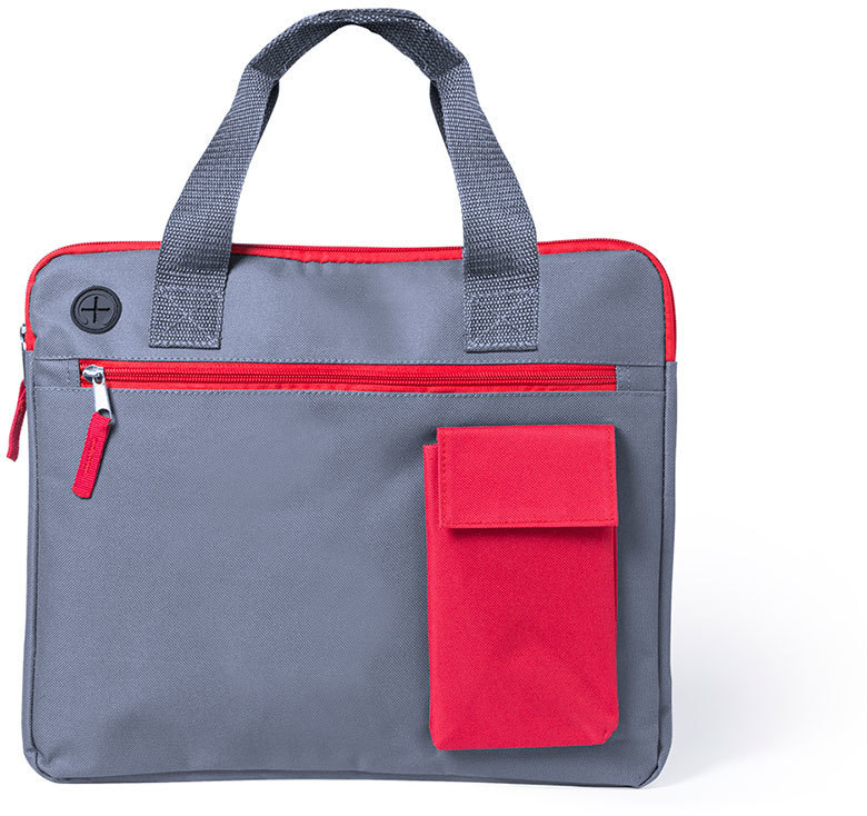 Артикул: H345581/08 — Конференц-сумка RADSON, серый/красный, 35 х 30 x 2 см, 100% полиэстер 600D