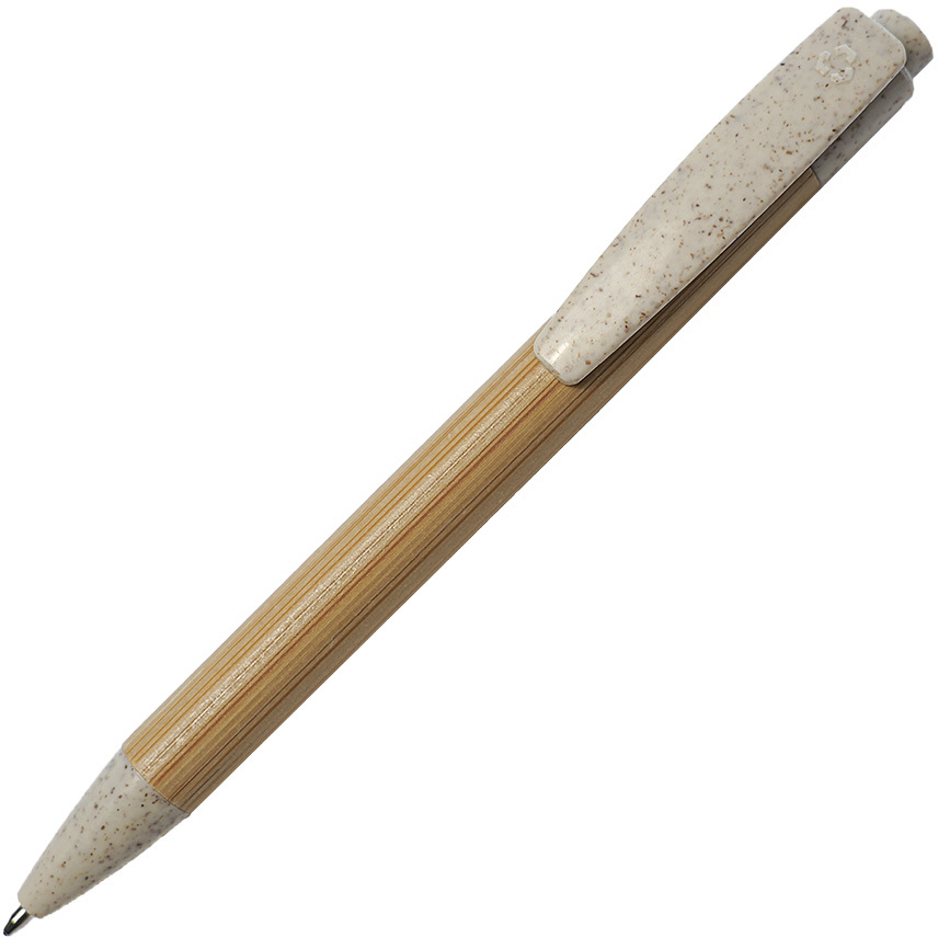 Артикул: H38017/01 — Ручка шариковая N17, бежевый/белый, бамбук, пшенич. волокно, переработан. пластик, цвет чернил синий