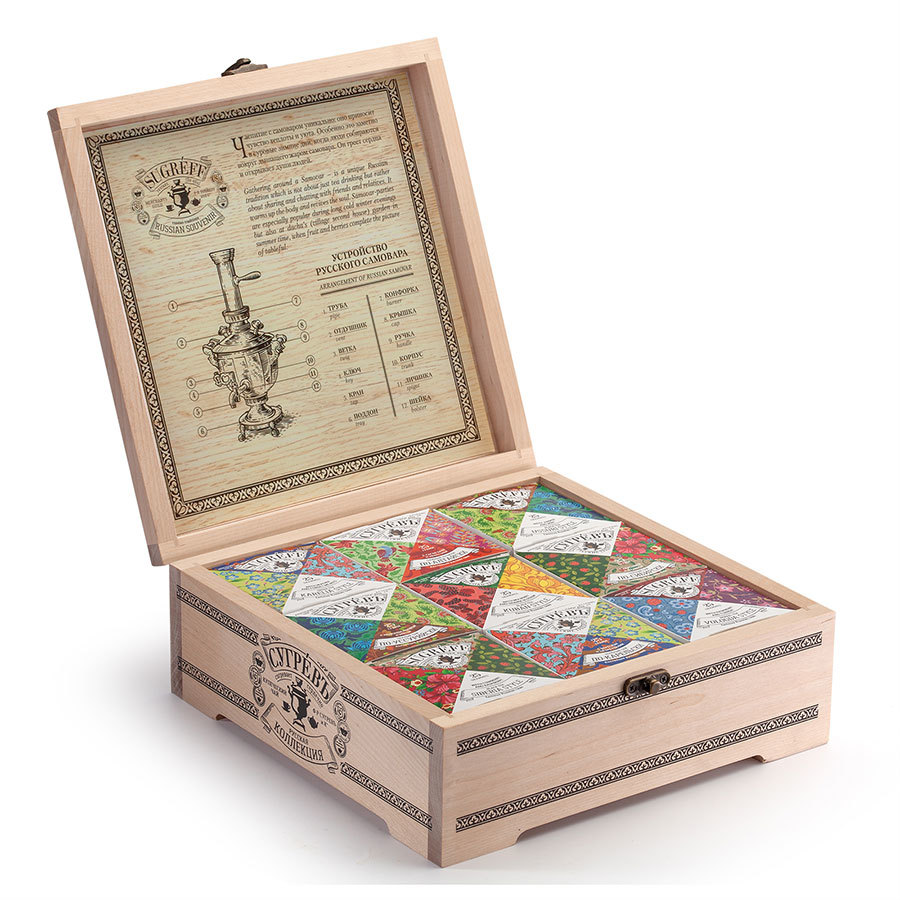 Артикул: H90003/1 — Подарочный набор Сугревъ в деревянной коробке без лого, коллекция из 9 чаёв