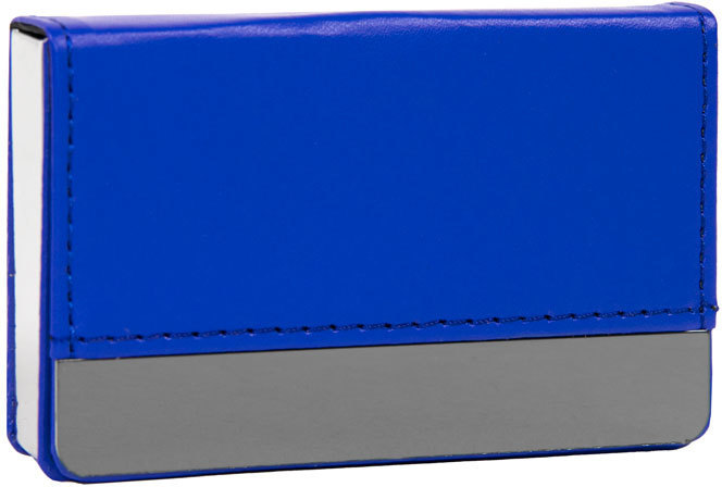 Артикул: H18007/24 — Визитница "Горизонталь"; синий; 10х6,5х1,7 см; иск. кожа, металл; лазерная гравировка