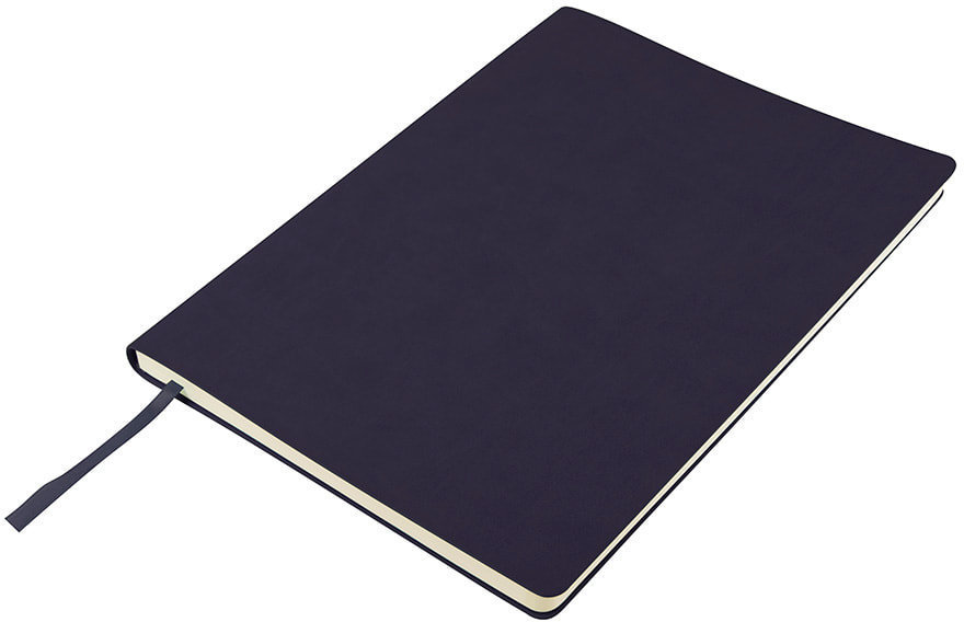 Артикул: H21218/26/30 — Бизнес-блокнот "Biggy", B5 формат, темно-синий, серый форзац, мягкая обложка, в клетку