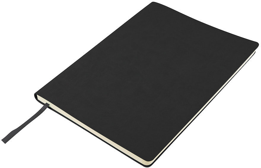 Артикул: H21218/35/30 — Бизнес-блокнот "Biggy", B5 формат, черный, серый форзац, мягкая обложка, в клетку